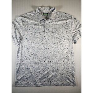 Ben Hogan Performance Mens XL Golf Polo Shirt Blue White Geometric Pixel Print